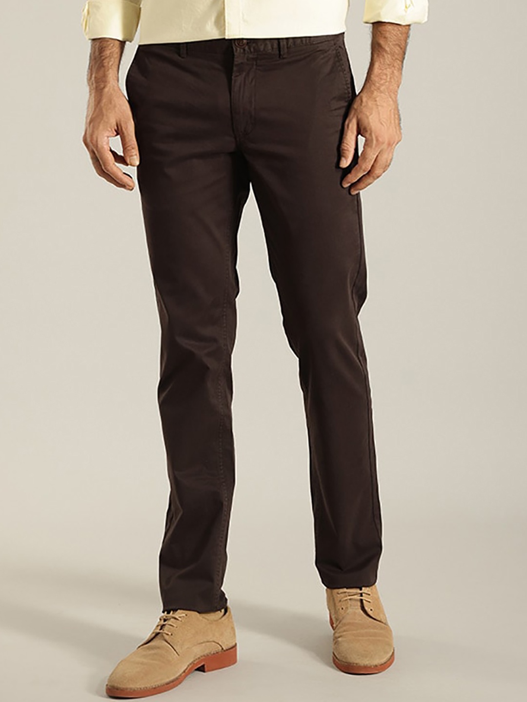 

Indian Terrain Men Brooklyn Slim Fit Chinos Trousers, Brown