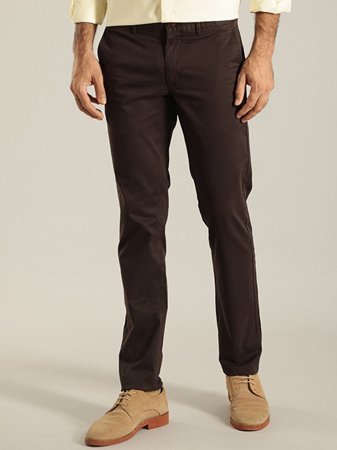 

Indian Terrain Men Brooklyn Slim Fit Mid-Rise Chinos Trousers, Brown