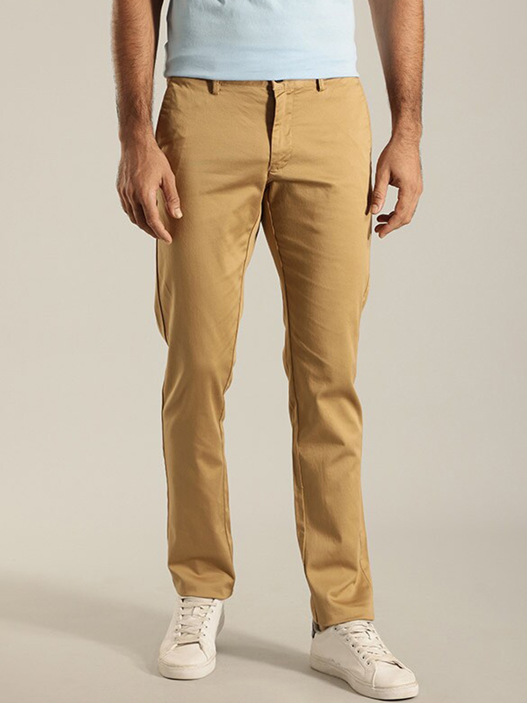 

Indian Terrain Men Brooklyn Mid Rise Slim Fit Trousers, Khaki