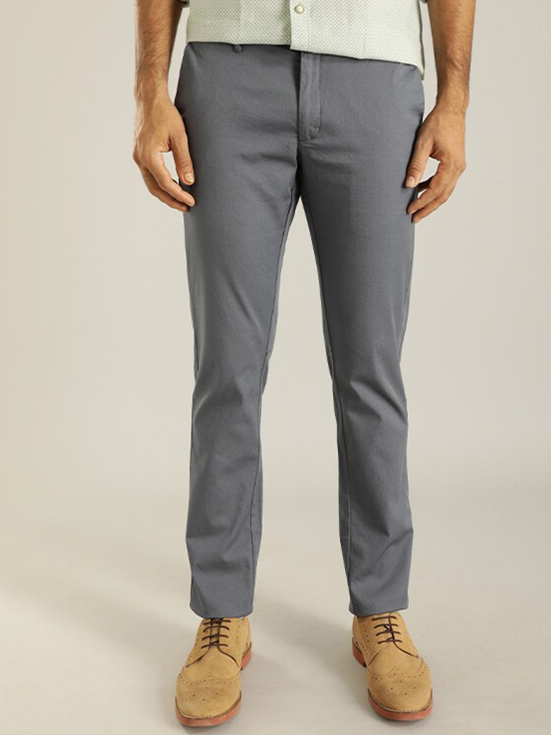 

Indian Terrain Men Brooklyn Slim Fit Chinos Trousers, Blue