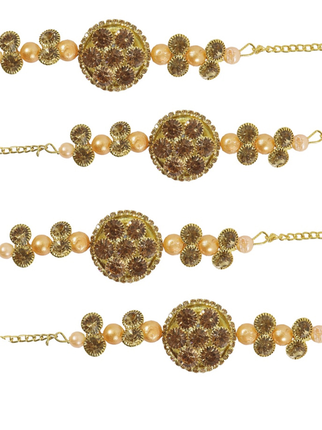 

NMII Men Set Of 4 Gold-plated Zircon-studded Bracelet Rakhis