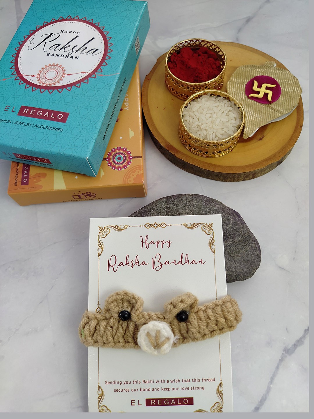 

EL REGALO Kids Novelty Wraparound Rakhi, Brown