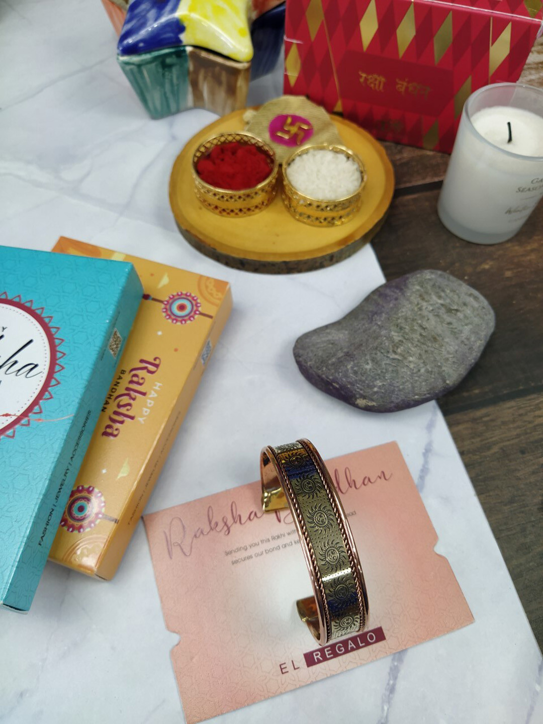 

EL REGALO Copper Band Rakhi Set
