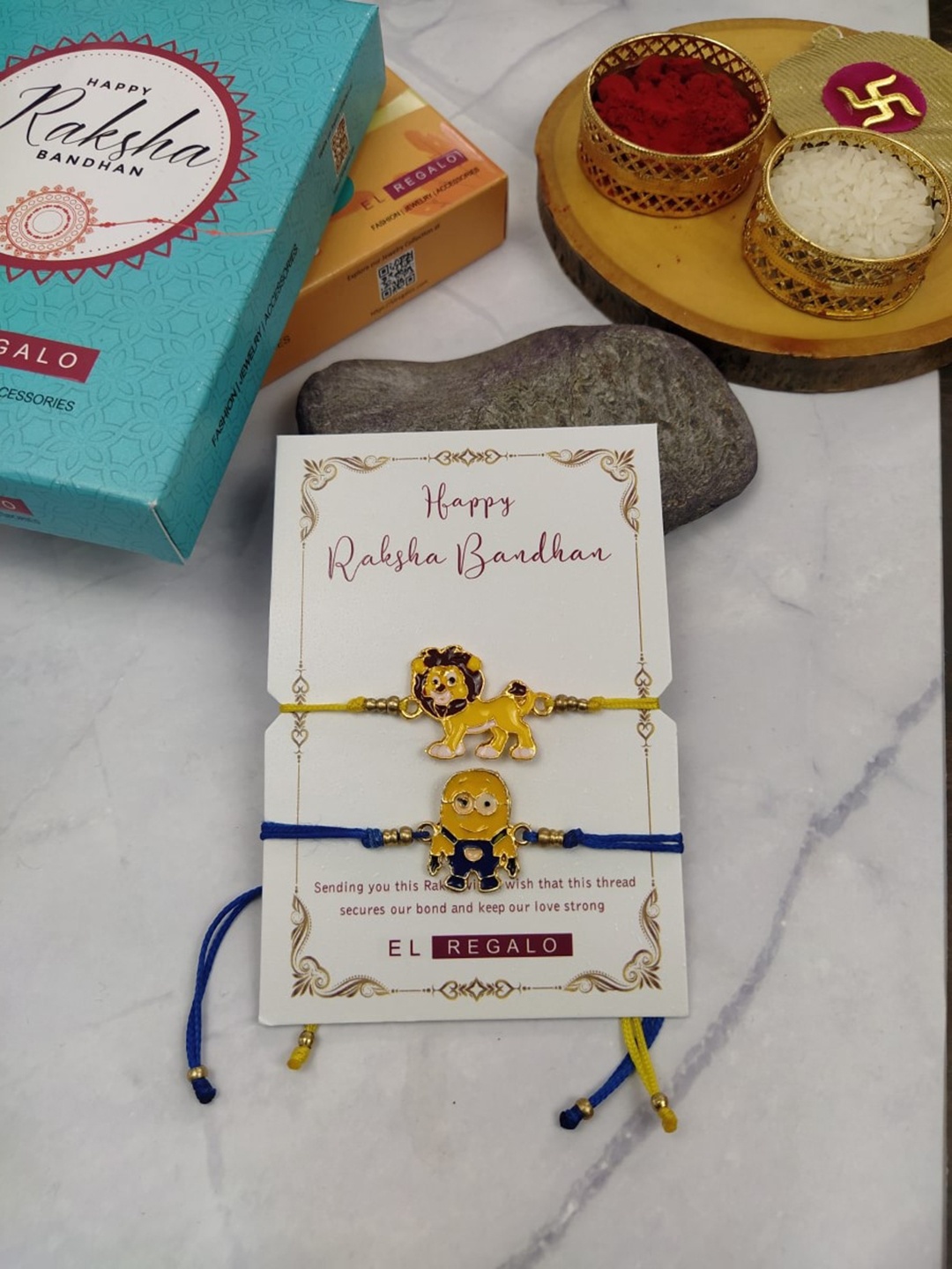 

EL REGALO Boys Set Of 2 Wraparound Rakhi, Yellow