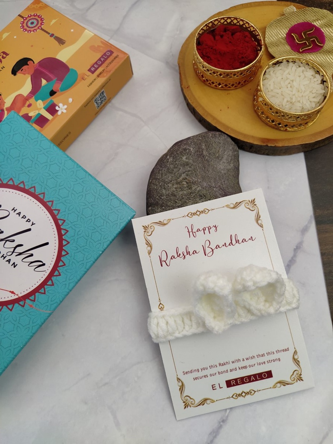 

EL REGALO Kids Novelty Rakhi With Greeting Card & Roli Chawal, White