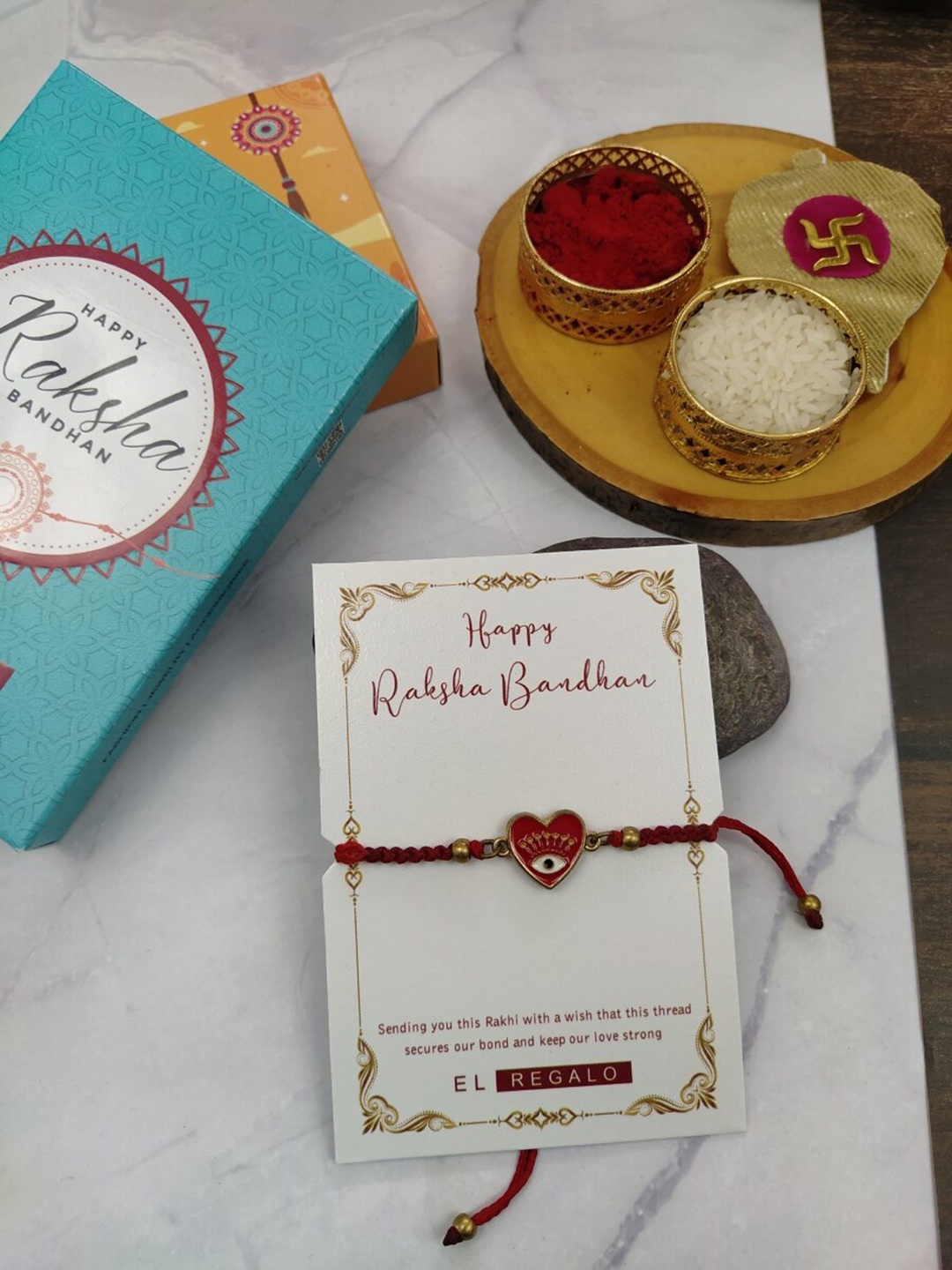 

EL REGALO Boys Evil Eye Wraparound Rakhi, Red