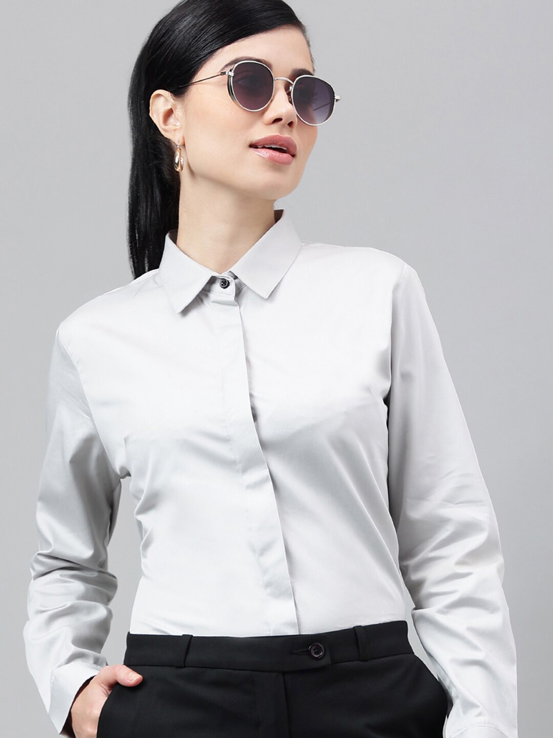 

Hancock Cotton Satin Smart Opaque Formal Shirt, Grey
