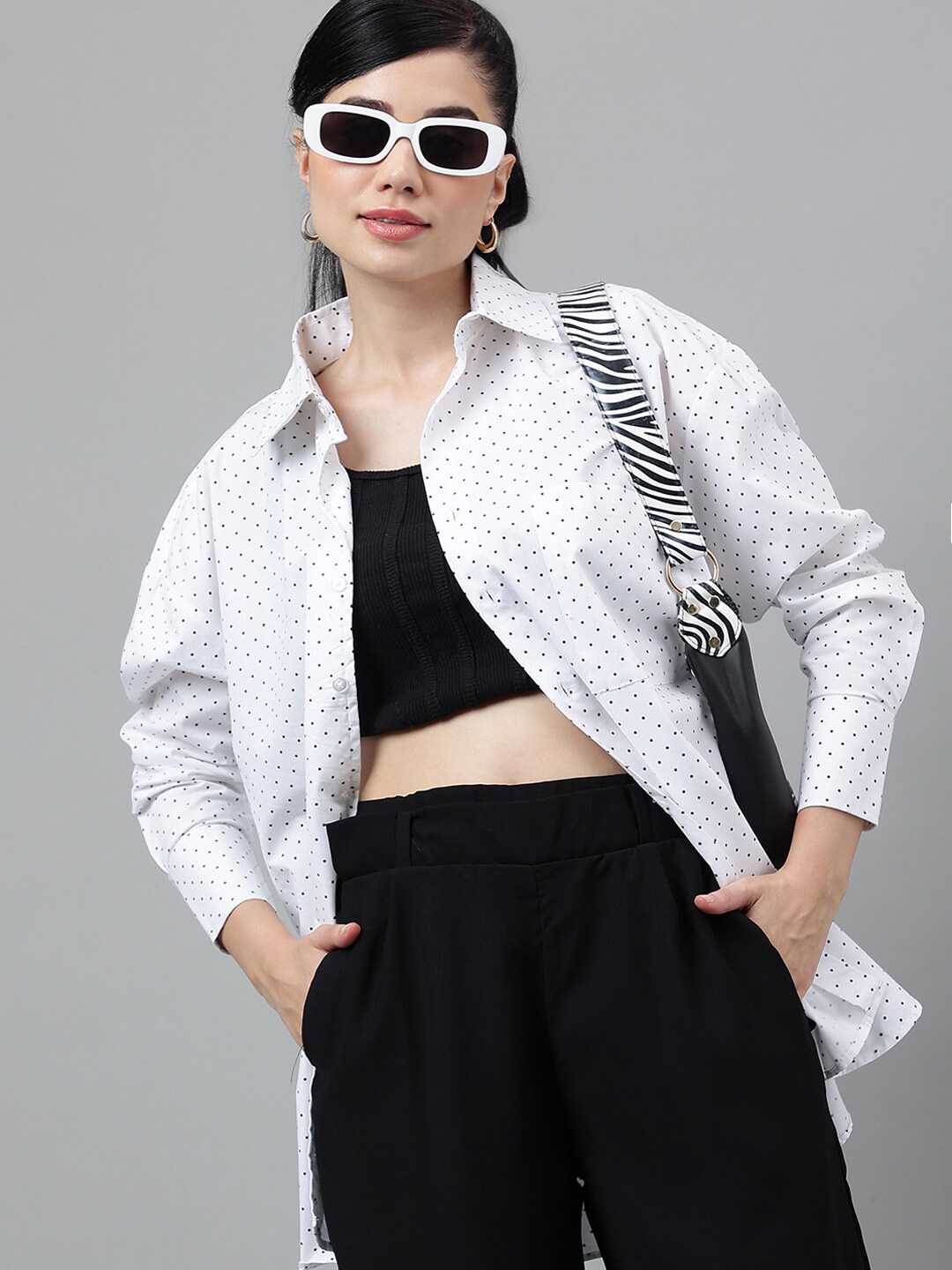 

Hancock Pure Cotton Polka Dot Oversized Relaxed Fit Formal Shirt, White