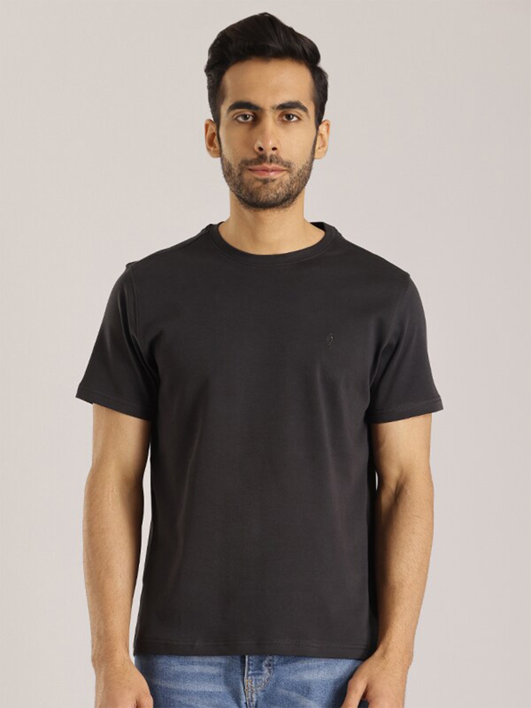 

Indian Terrain Cotton Round Neck T-shirts, Black