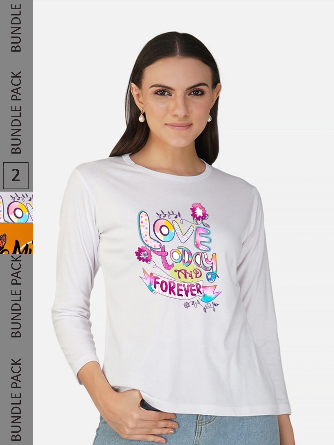 

CHOZI Pack Of 2 Typography Printed T-shirt, White