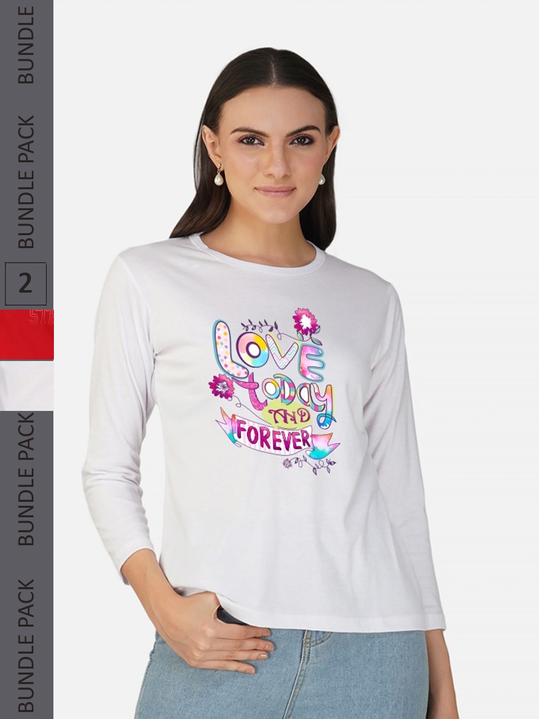 

CHOZI Pack Of 2 Typography Printed Cotton T-shirts, White
