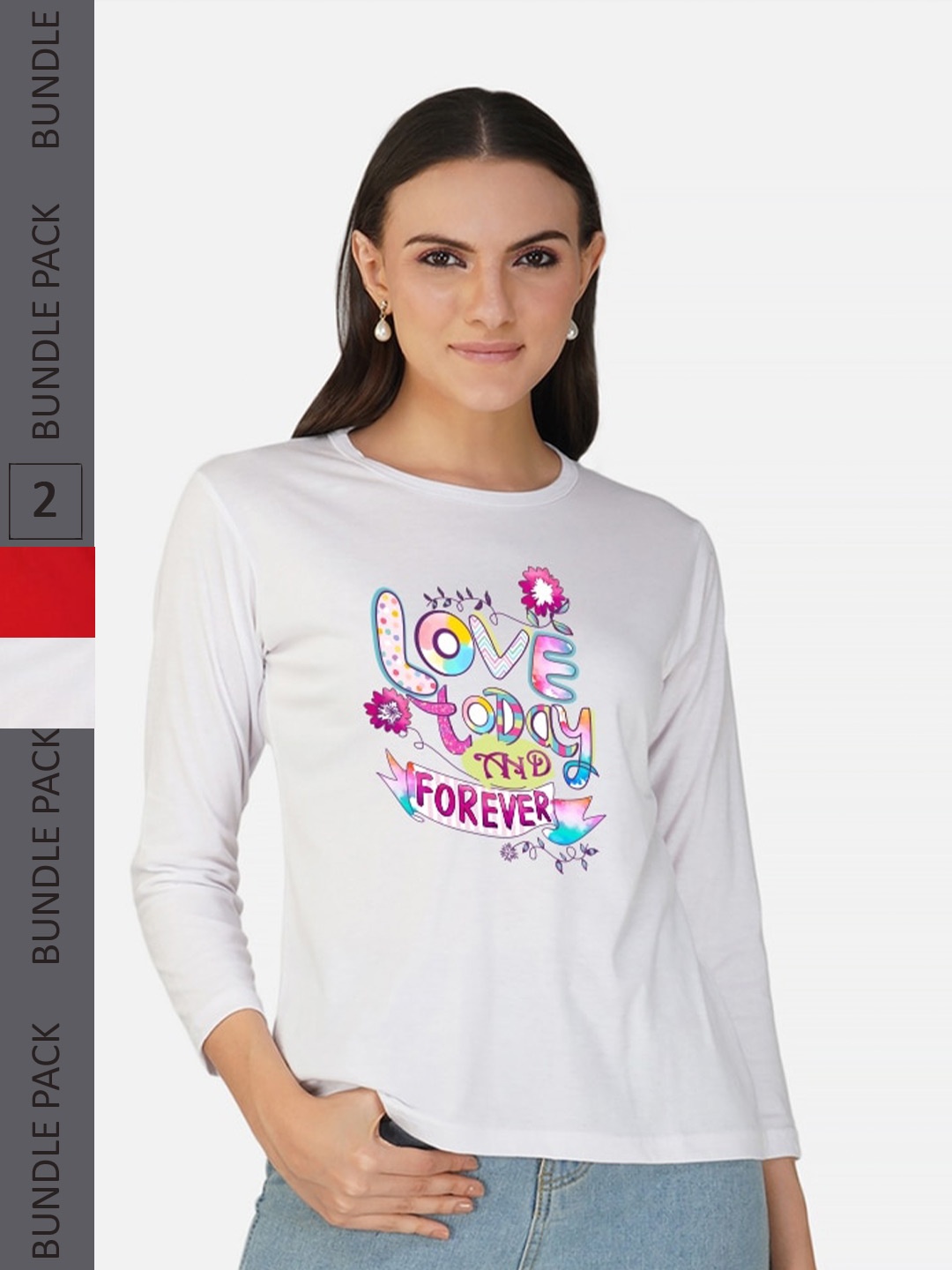 

CHOZI Pack Of 2 Typography Printed Cotton T-shirts, White