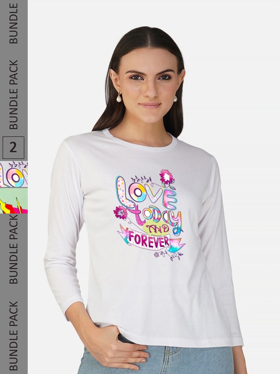 

CHOZI Pack Of 2 Printed Cotton T-shirt, White