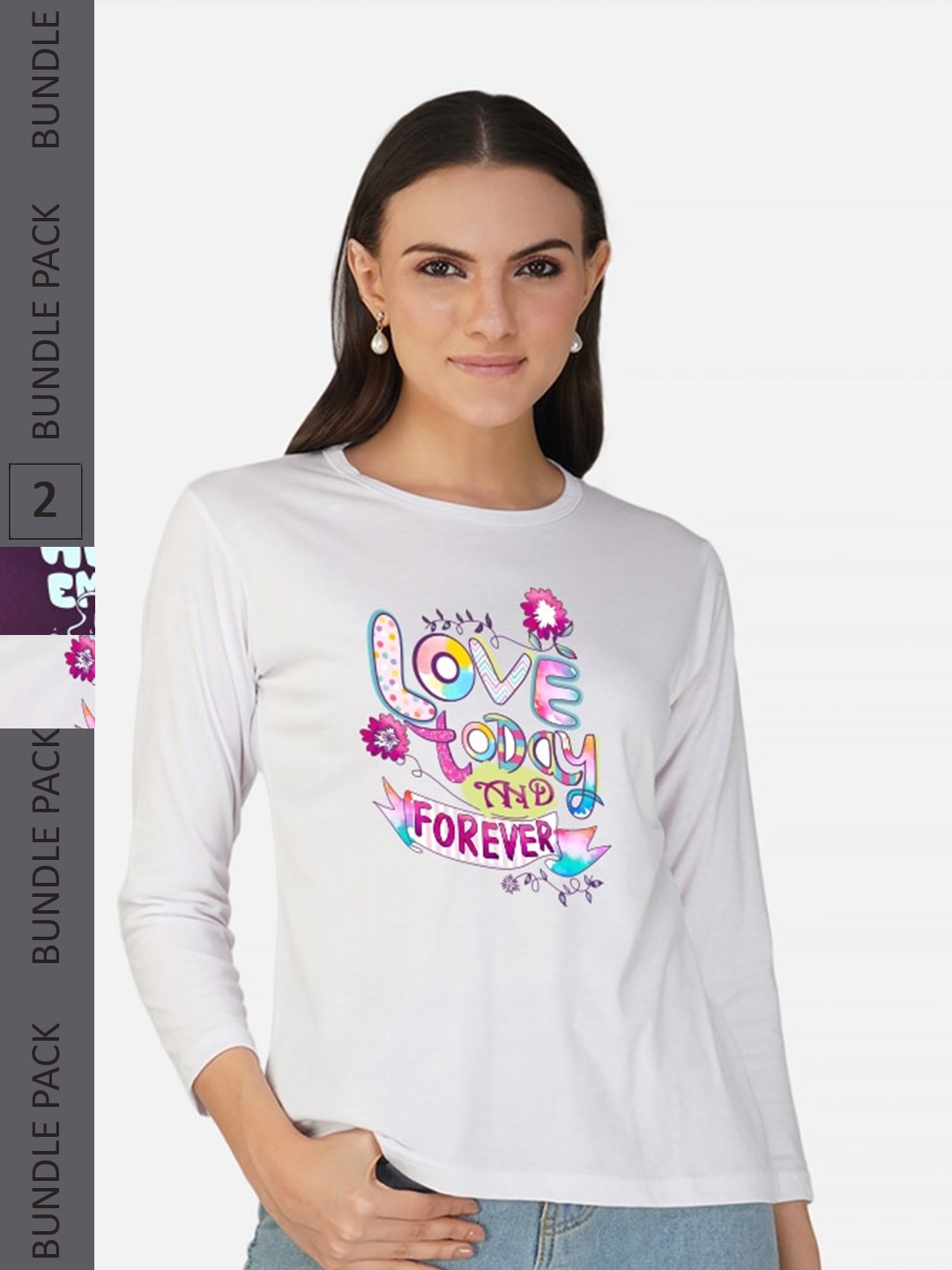 

CHOZI Pack Of 2 Typography Printed Cotton T-shirts, White