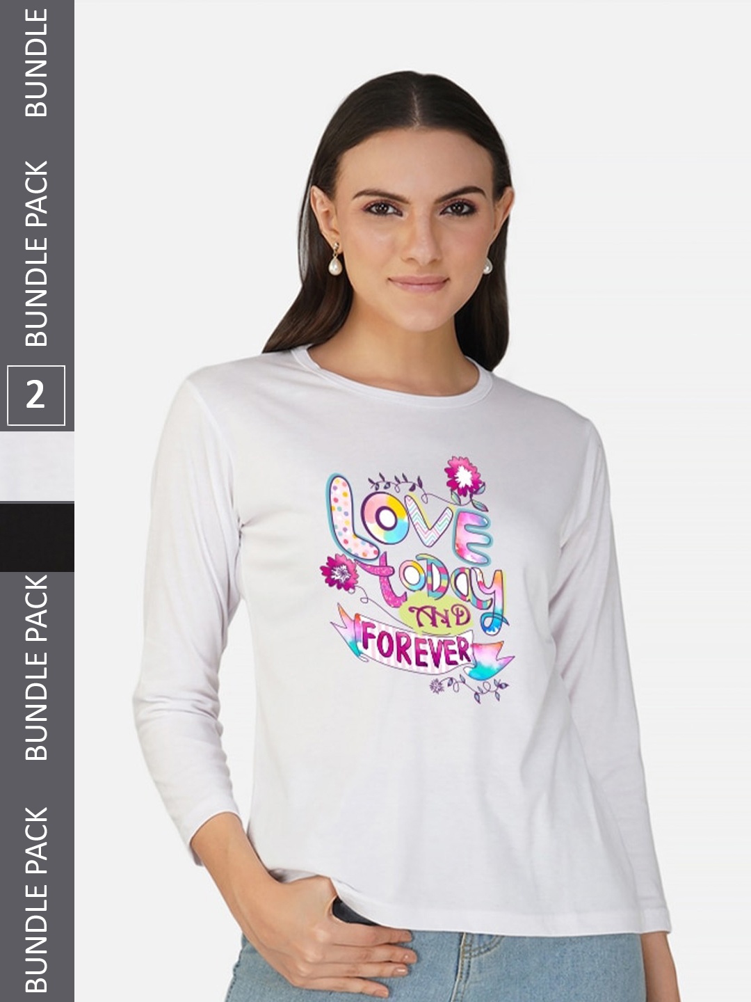 

CHOZI Pack of 2 Typography Printed Cotton T-shirt, White