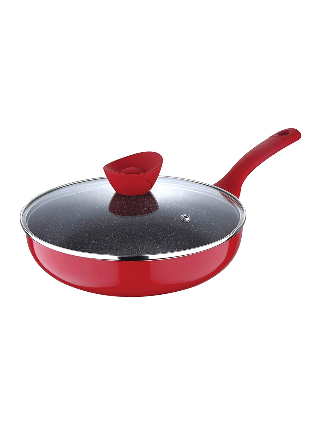 

Bergner Bellini Plus 5-Layer Nonstick Induction Bottom 24 cm (2.4 L) Deep Frypan with Lid, Red