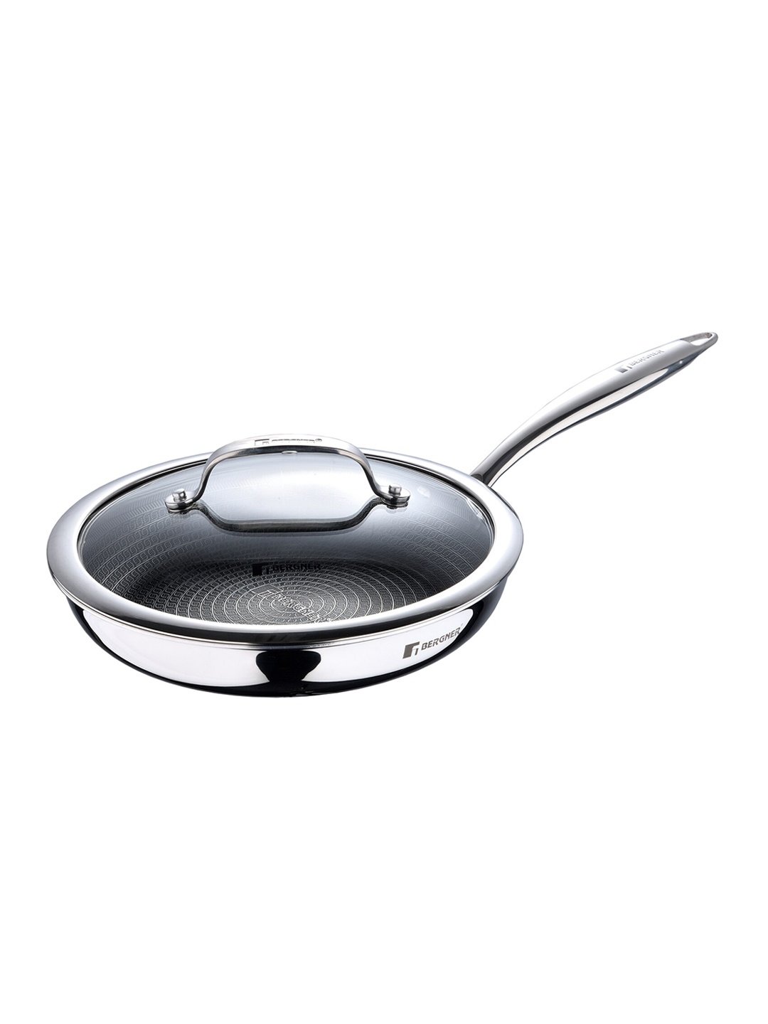 

Bergner Hitech TriPly Stainless Steel Non Stick Prism 24 cm Induction Bottom Frypan, Silver