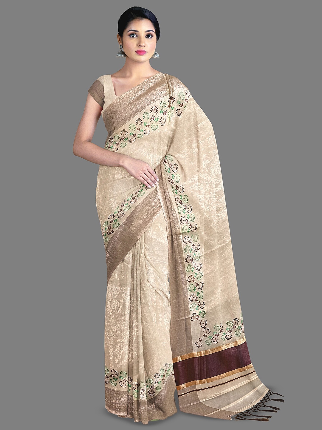 

The Chennai Silks Zari Pure Cotton Kasavu Saree, Off white