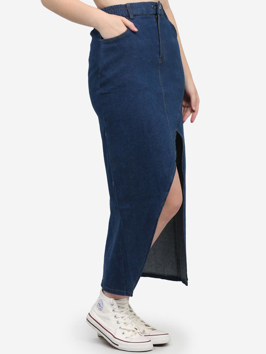 

SUMAVI-FASHION Denim Maxi Pencil Skirt, Blue