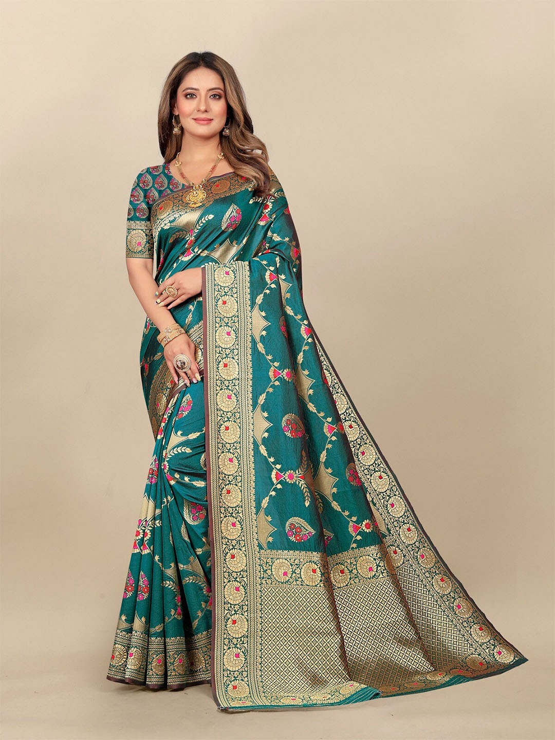 

Hinayat Fashion Woven Design Zari Detailed Banarasi Saree, Blue