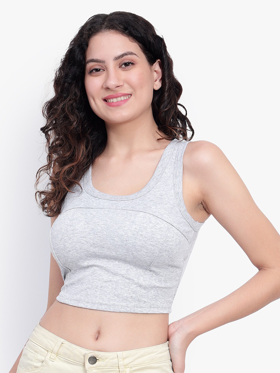 

BRACHY Round Neck Bralette Top, Grey