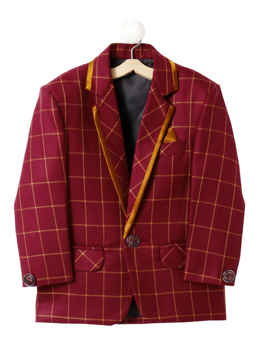 

BAESD Boys Checked Single-Breasted Party Blazer, Maroon