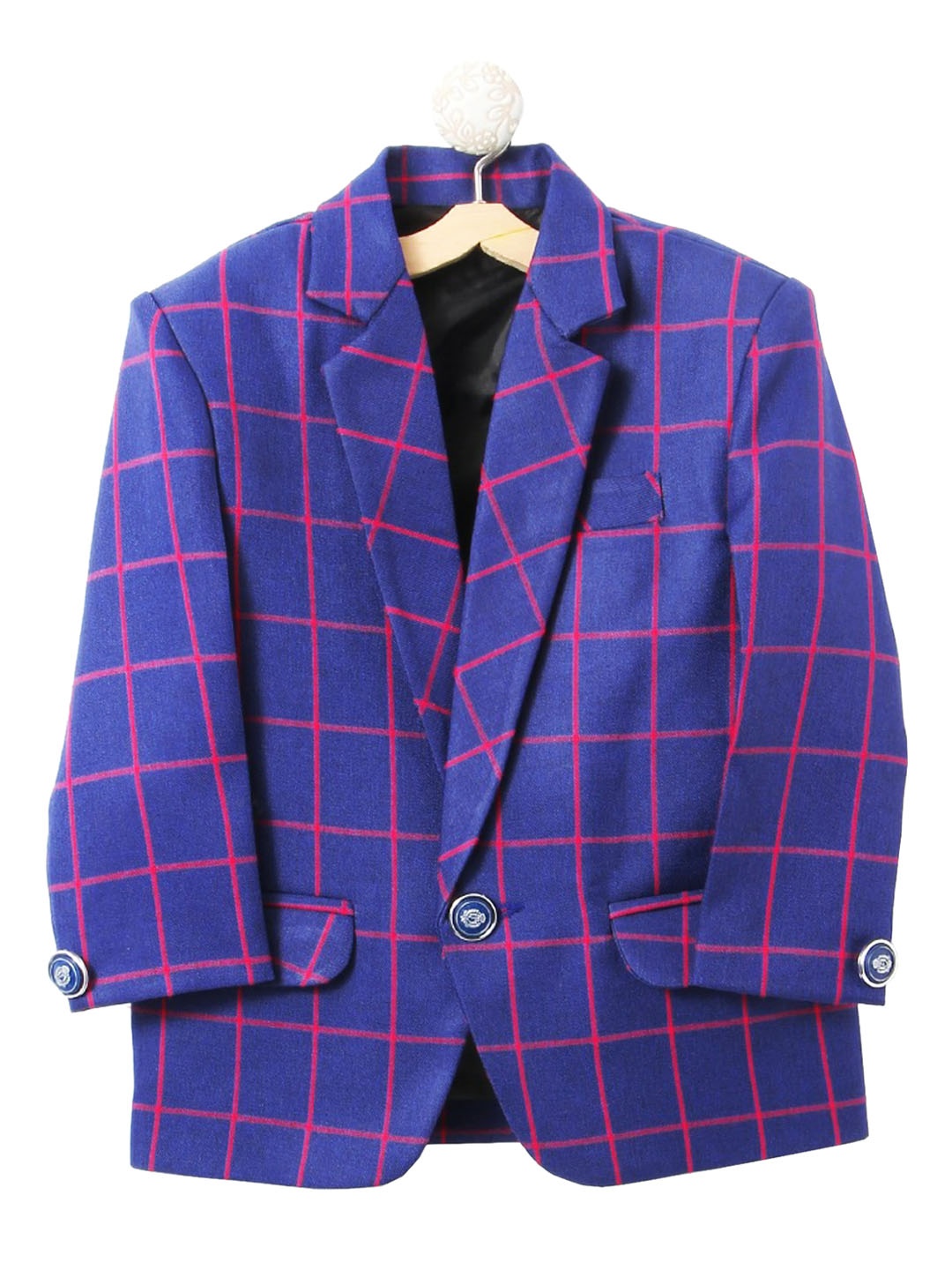 

BAESD Boys Checked Single-Breasted Party Blazer, Blue