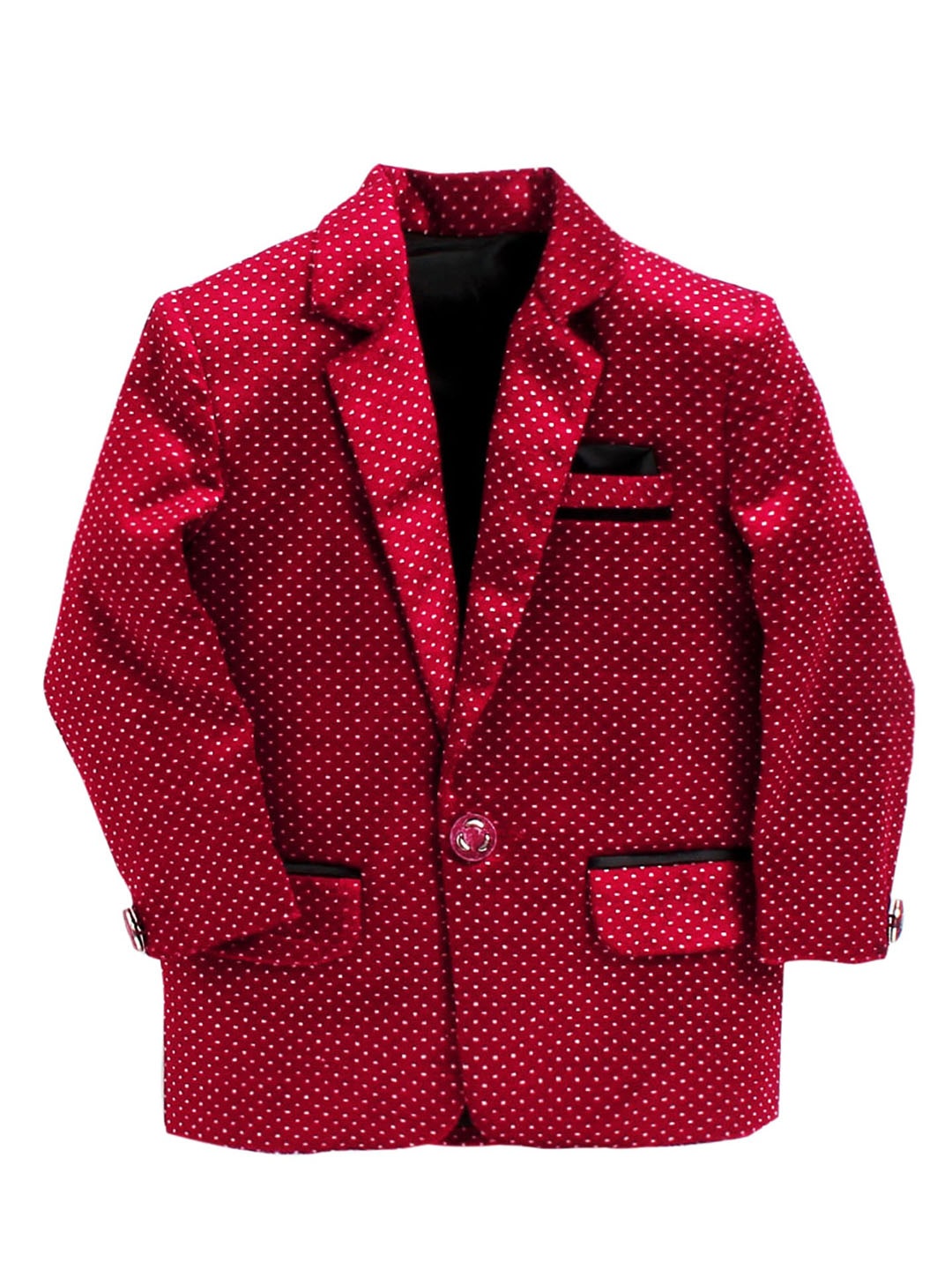 

BAESD Boys Polka Dot Printed Single-Breasted Velvet Party Blazer, Red
