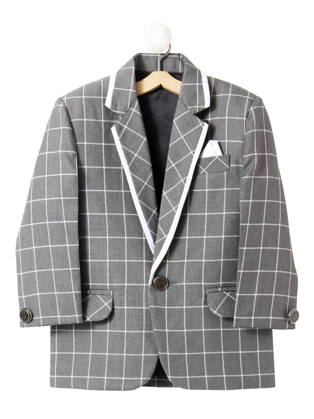 

BAESD Boys Checked Single Breasted Party Blazer, Grey