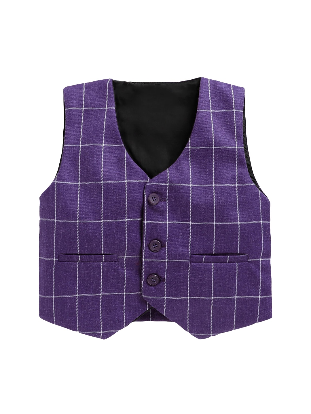 

BAESD Boys Checked Woven Waistcoat, Purple
