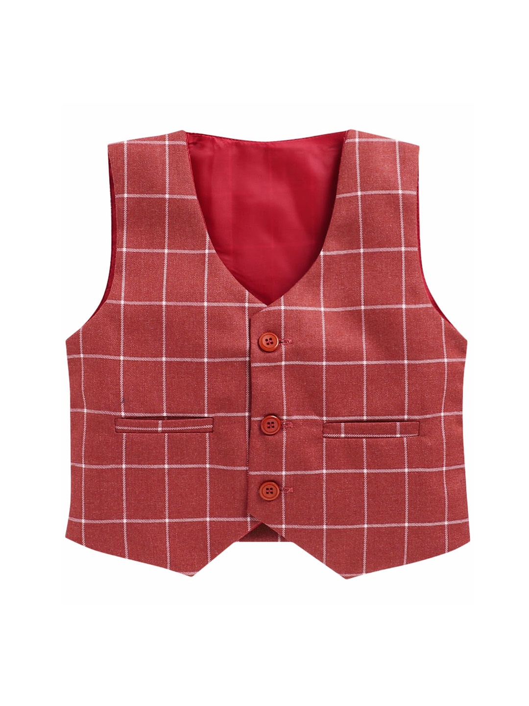 

BAESD Boys Checked Waistcoat, Red