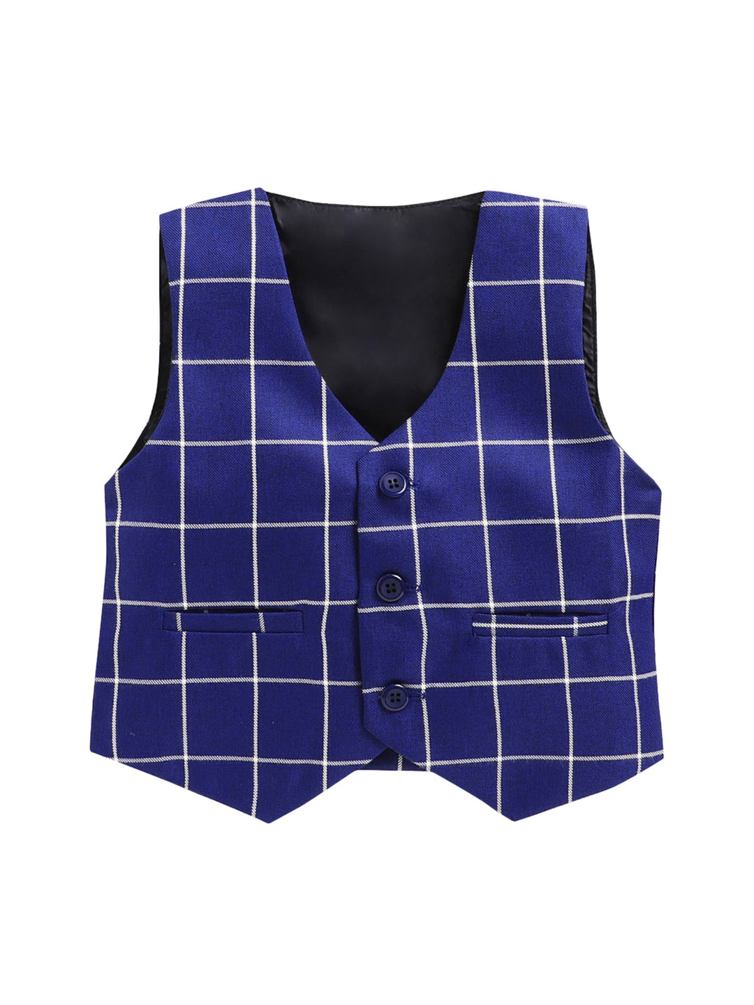 

BAESD Boys Checked Woven Waistcoat, Navy blue