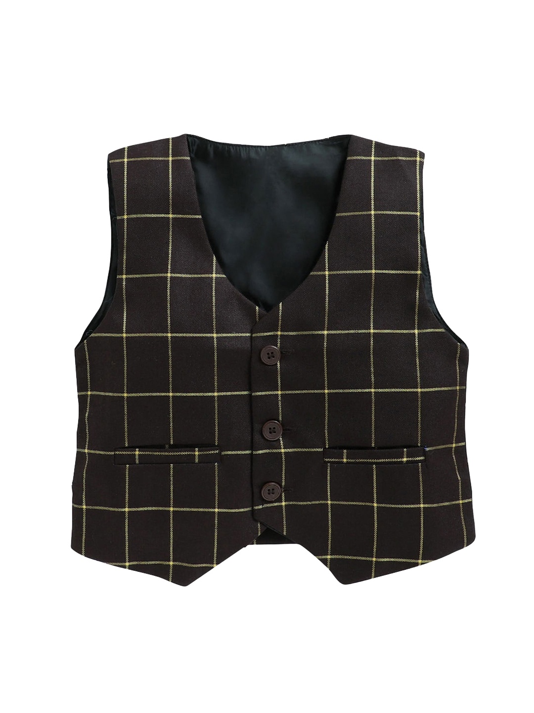 

BAESD Boys Checked Woven Waistcoat, Brown