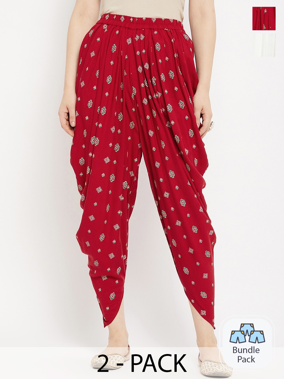 

TULIP 21 Women Pack Of 2 Floral Print Dhotis, Maroon