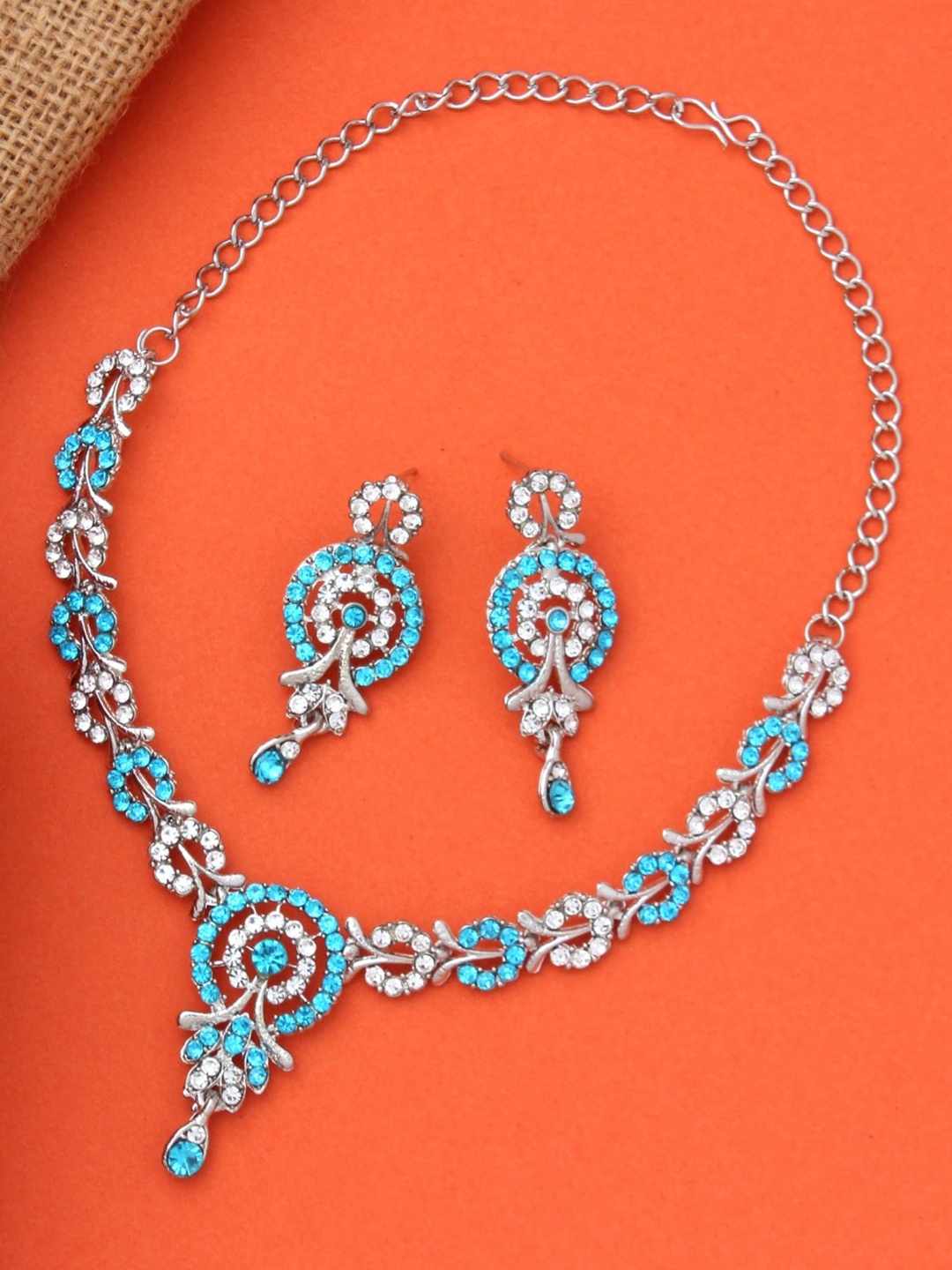 

Atasi International Silver-Plated Crystals-Studded Jewellery Set