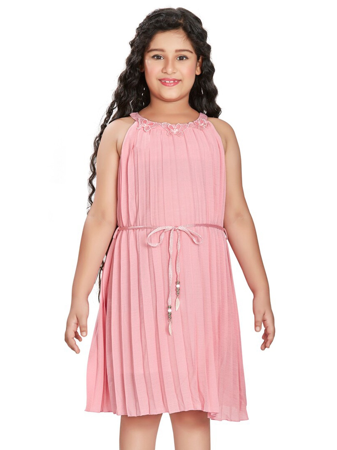 

Peppermint Accordion Pleated A-Line Dress, Pink