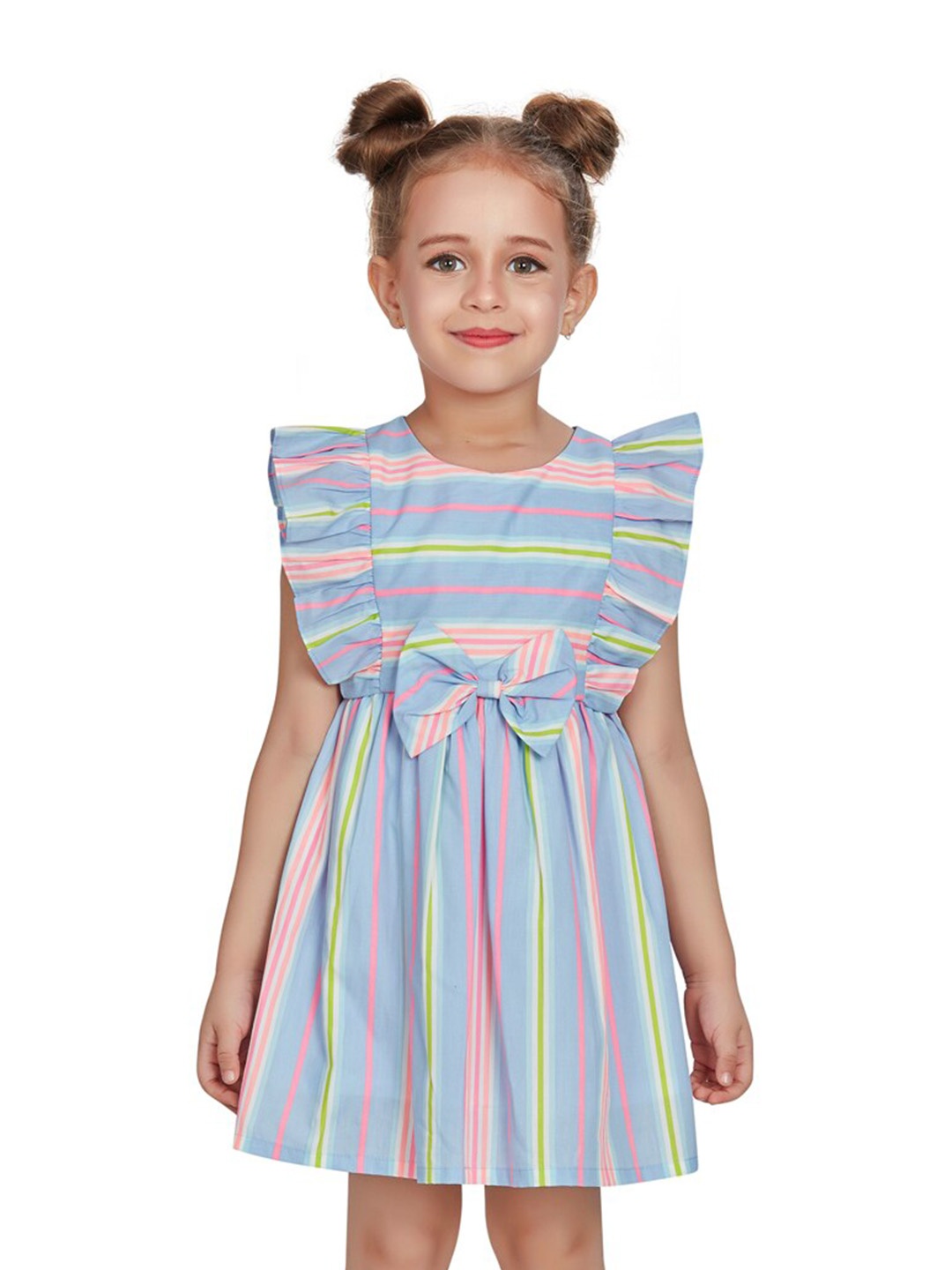 

Peppermint Girls Striped A-Line Dress, Blue