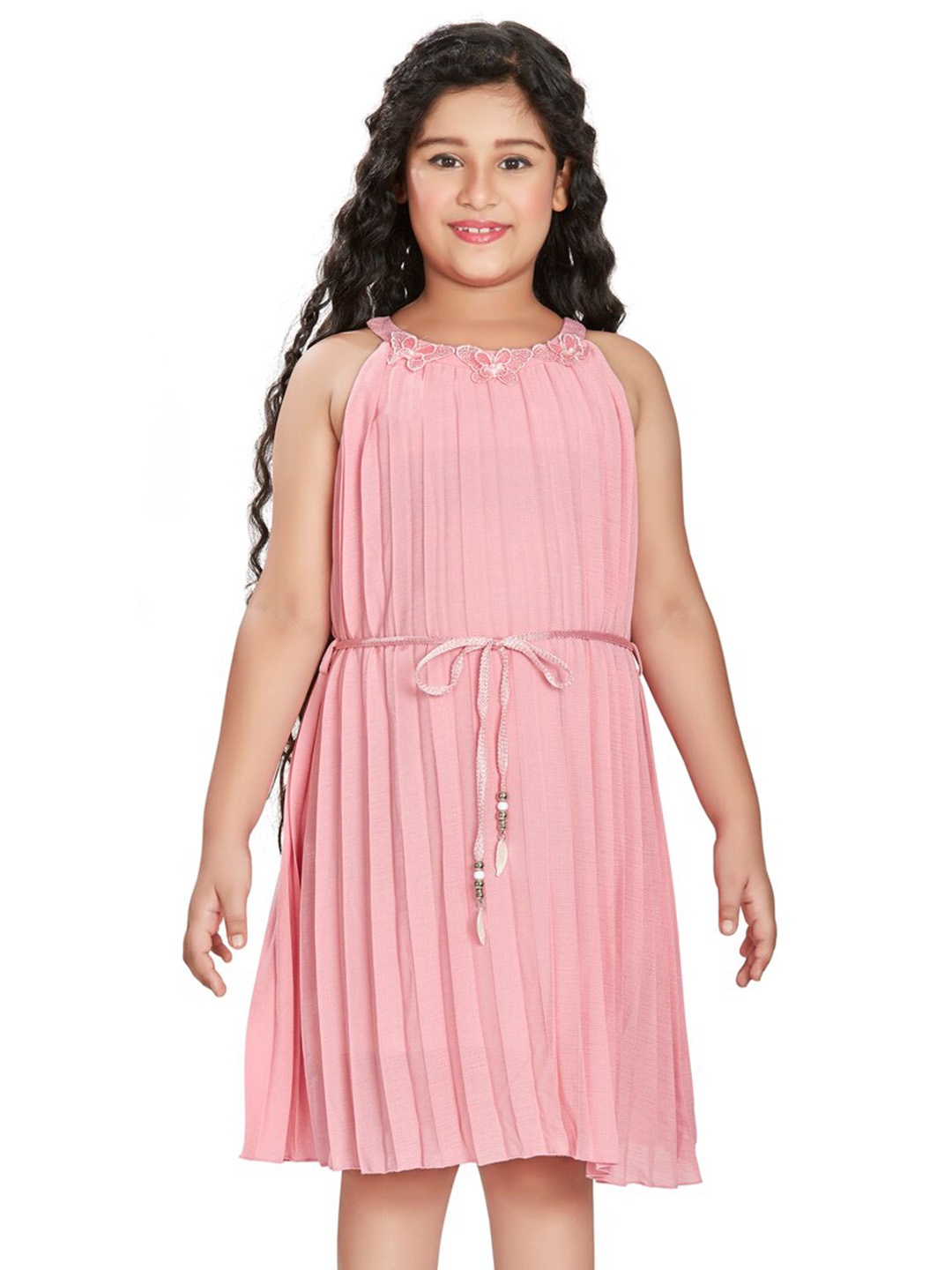 

Peppermint Girls Striped Chiffon A-Line Dress, Pink