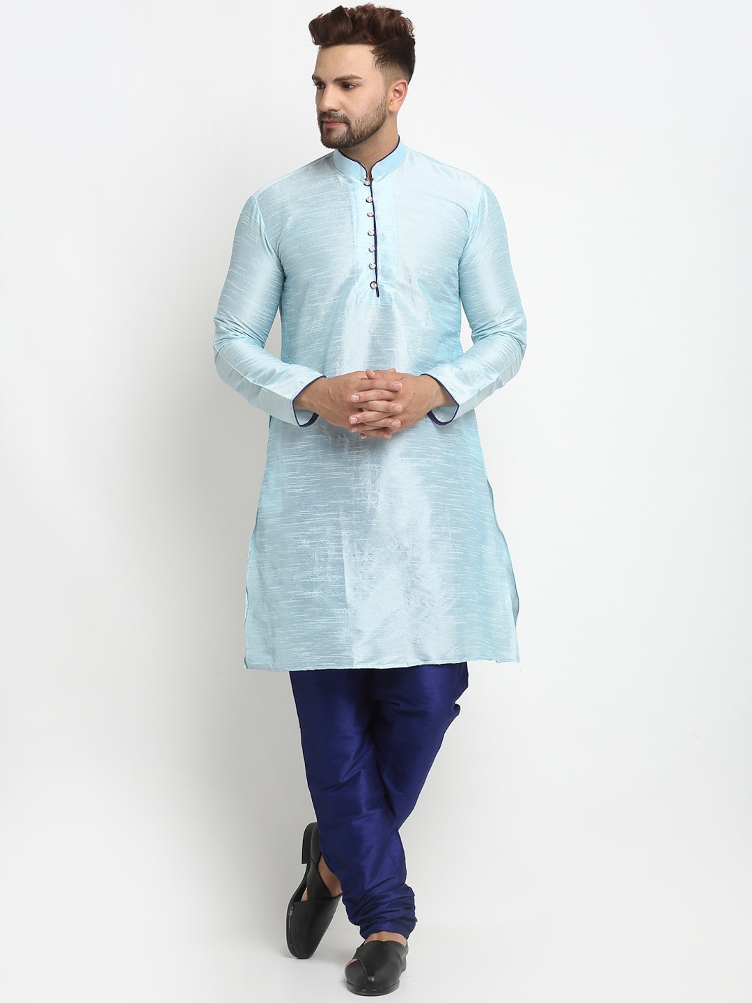 

Armaan Ethnic Stright Dupion Silk Kurta With Churidar, Blue