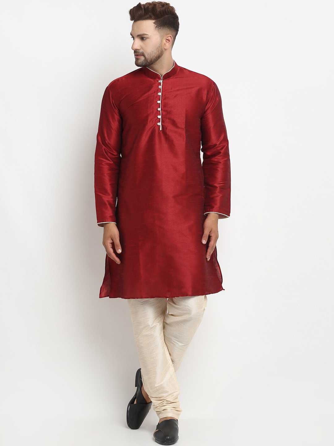 

Armaan Ethnic Stright Dupion Silk Kurta With Churidar, Maroon