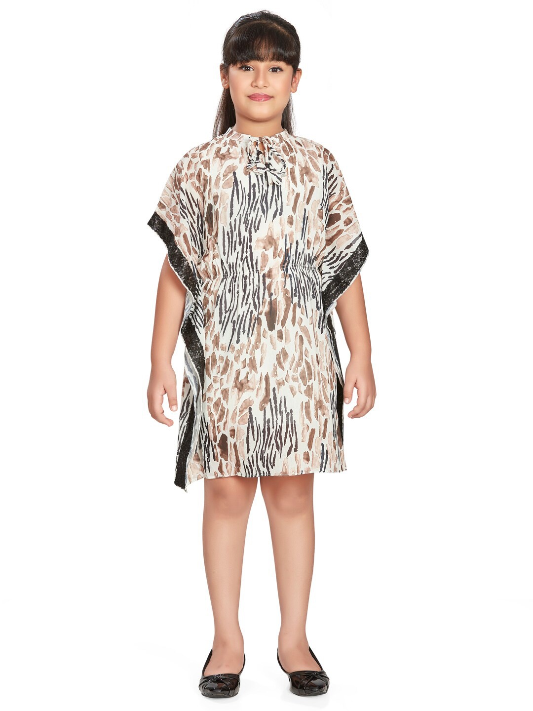 

Peppermint Girls Animal Printed Kimono Sleeve Kaftan Dress, Brown