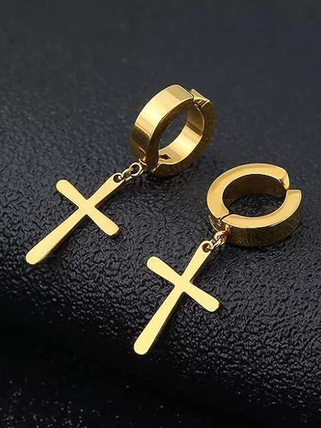 

KRYSTALZ Religious Cross Contemporary Studs Earrings, Gold