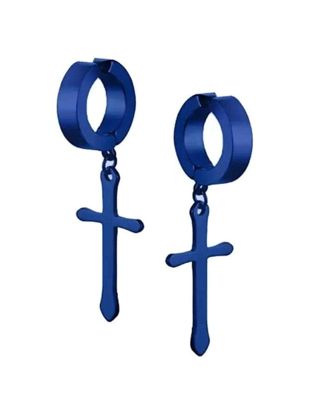

KRYSTALZ Religious Cross Contemporary Drop Earrings, Blue