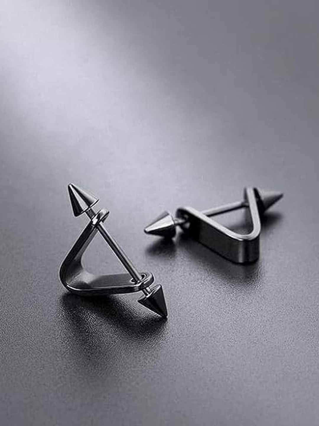 

KRYSTALZ Black Triangular Studs Earrings