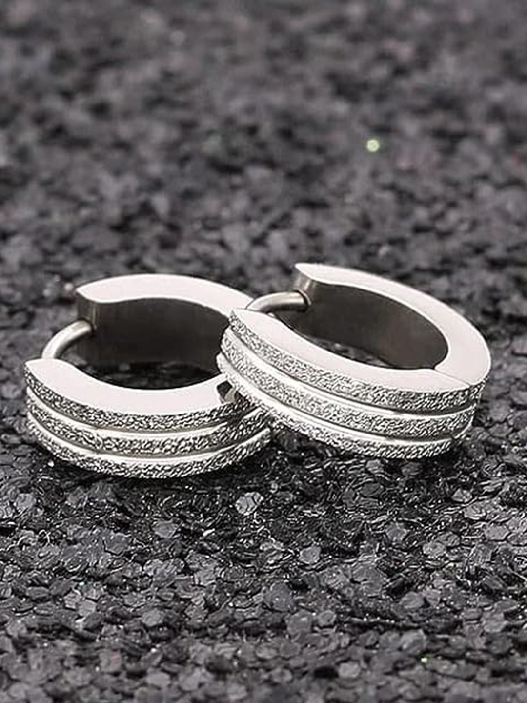 

KRYSTALZ Silver-Plated Circular Hoop Earrings