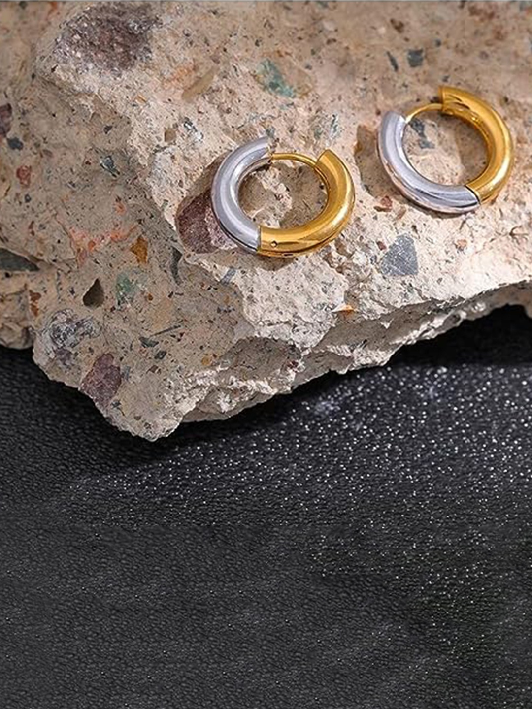 

KRYSTALZ Unisex Circular Studs Earrings, Gold
