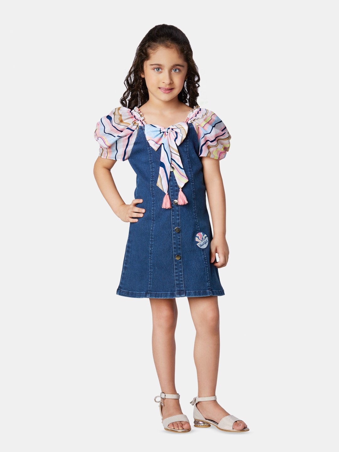 

Peppermint Abstract Printed Pure Cotton A-Line Dress, Navy blue