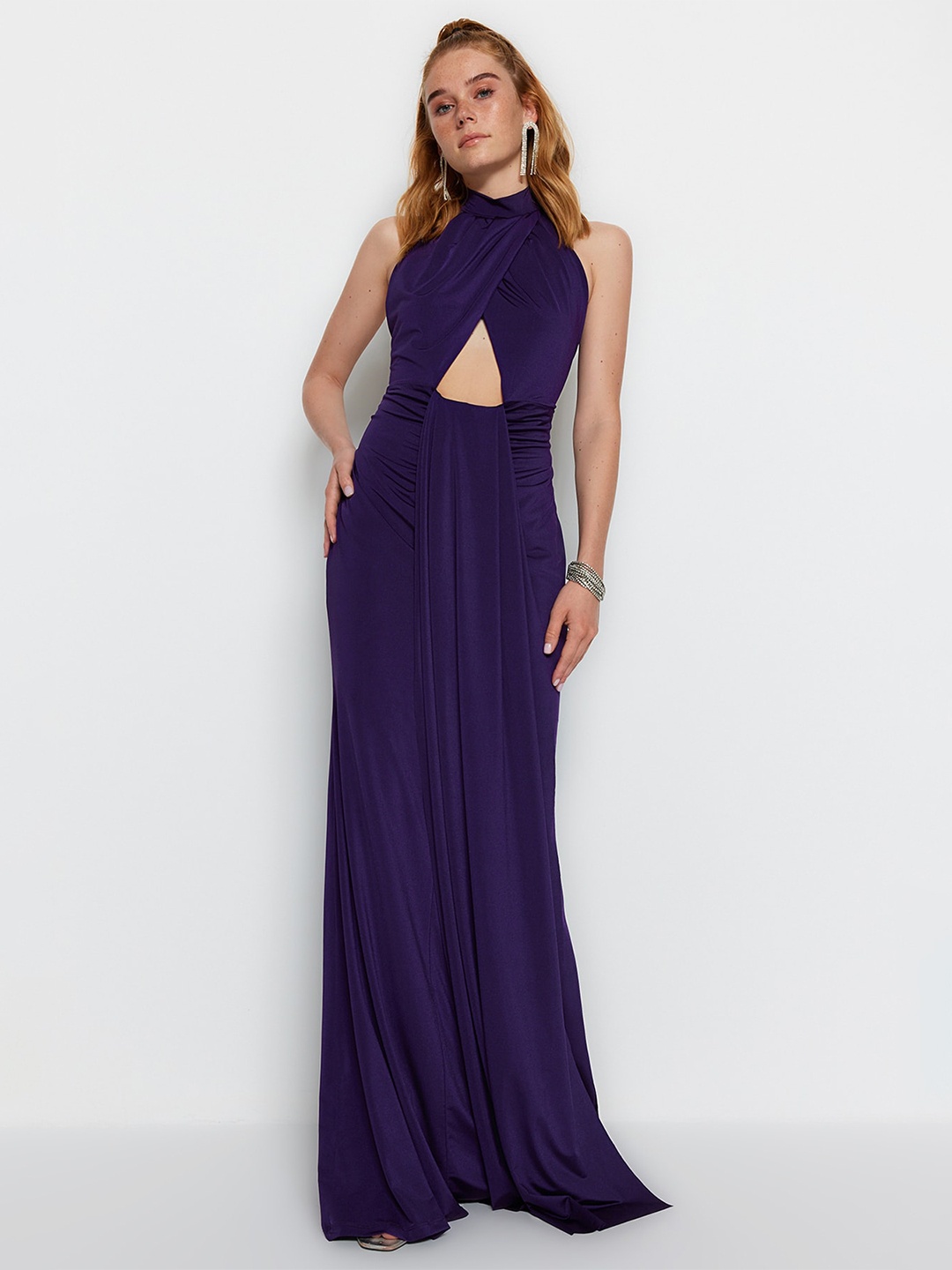 

Trendyol Halter Neck Cut Outs Maxi Dress, Purple