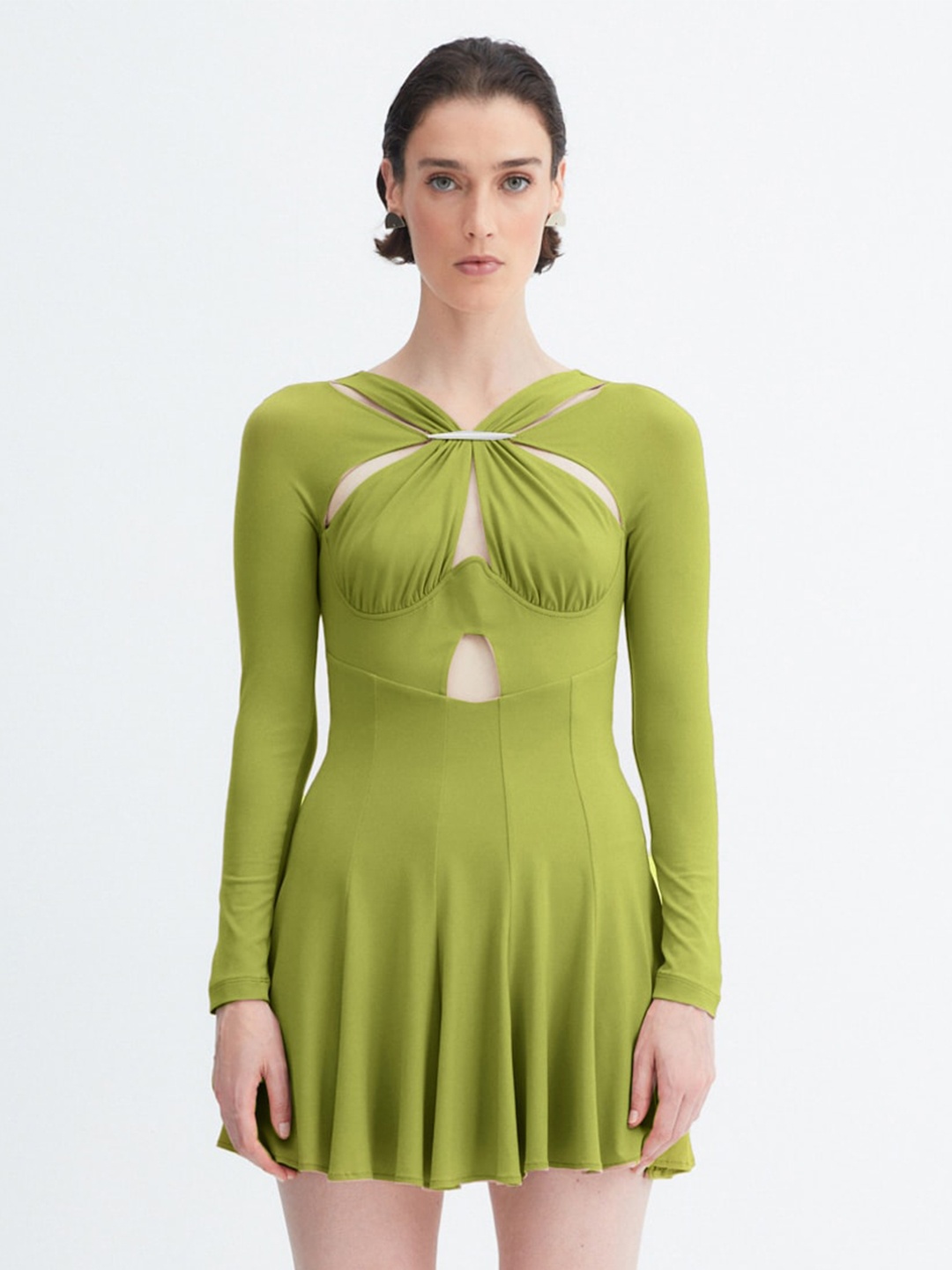 

Trendyol Cut Out Detail Empire Mini Dress, Olive