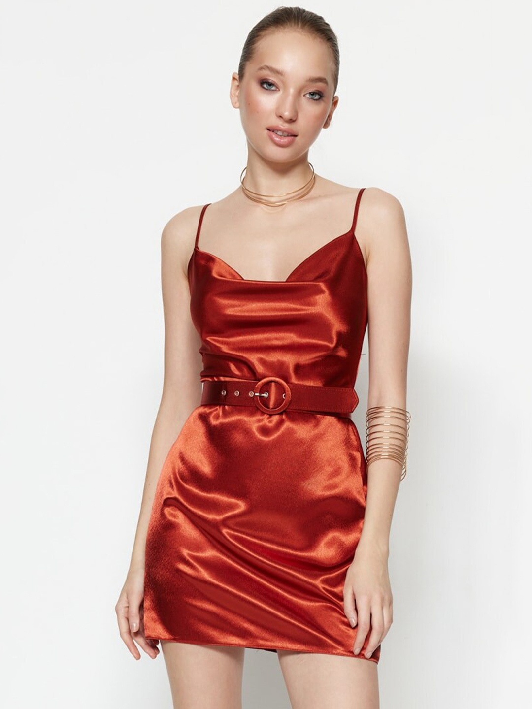 

Trendyol Belted Sheath Mini Dress, Red